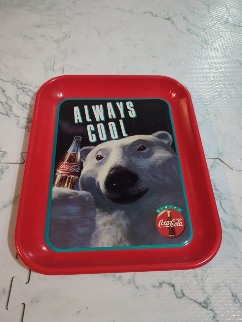 Vintage 1993 Coca Cola Polar Bear Tray 13.25” X 10.75” “Always Cool”